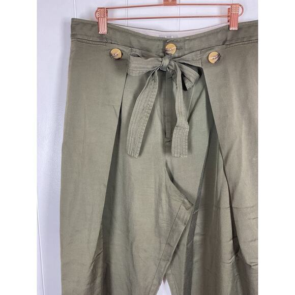 GREY Jason Wu Military Green Cropped Tie Waist Wide Leg Crop Pants Size 10 - Picture 3 of 10